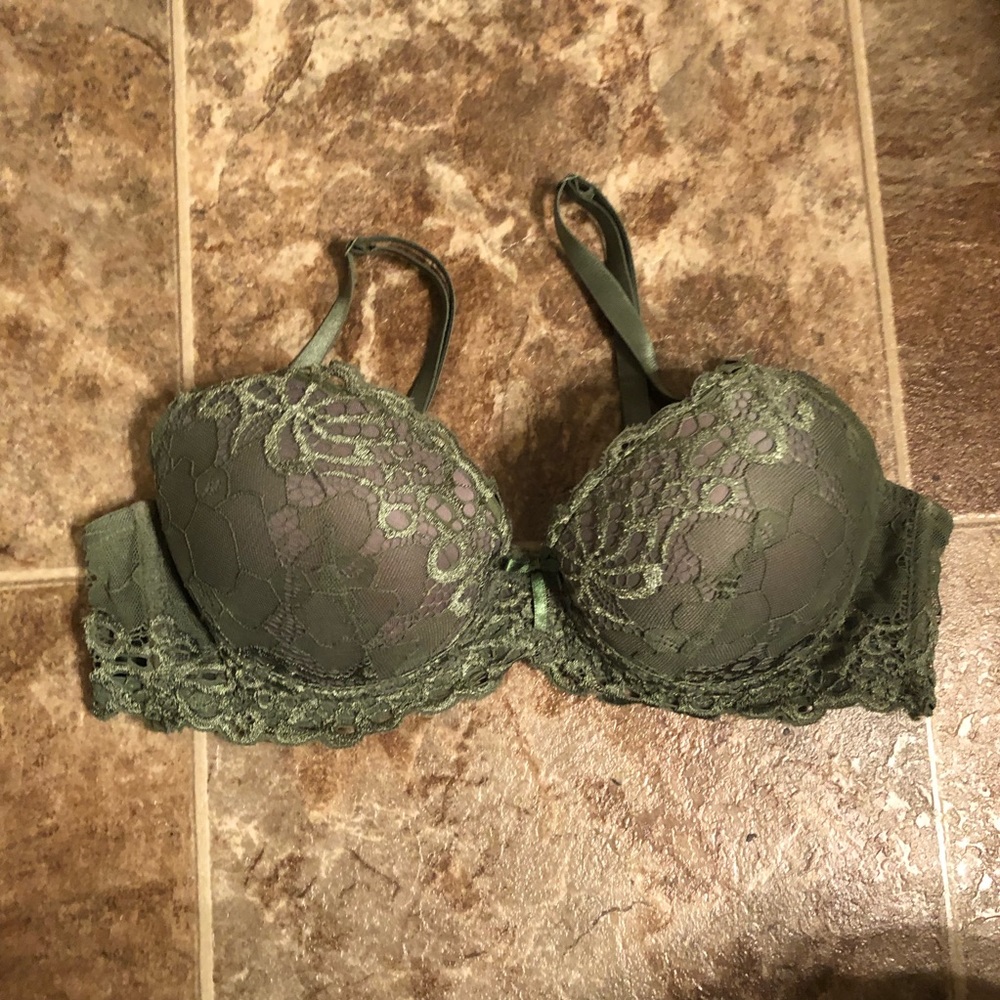 Hush brand green lace push-up bra